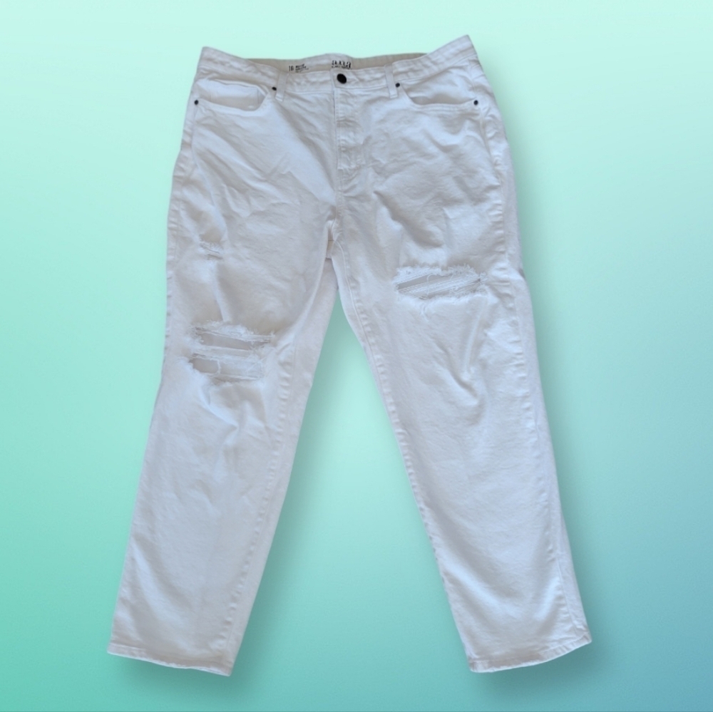 Ana‎ White Distressed Mid Rise Boyfriend Denim Jeans Size 16